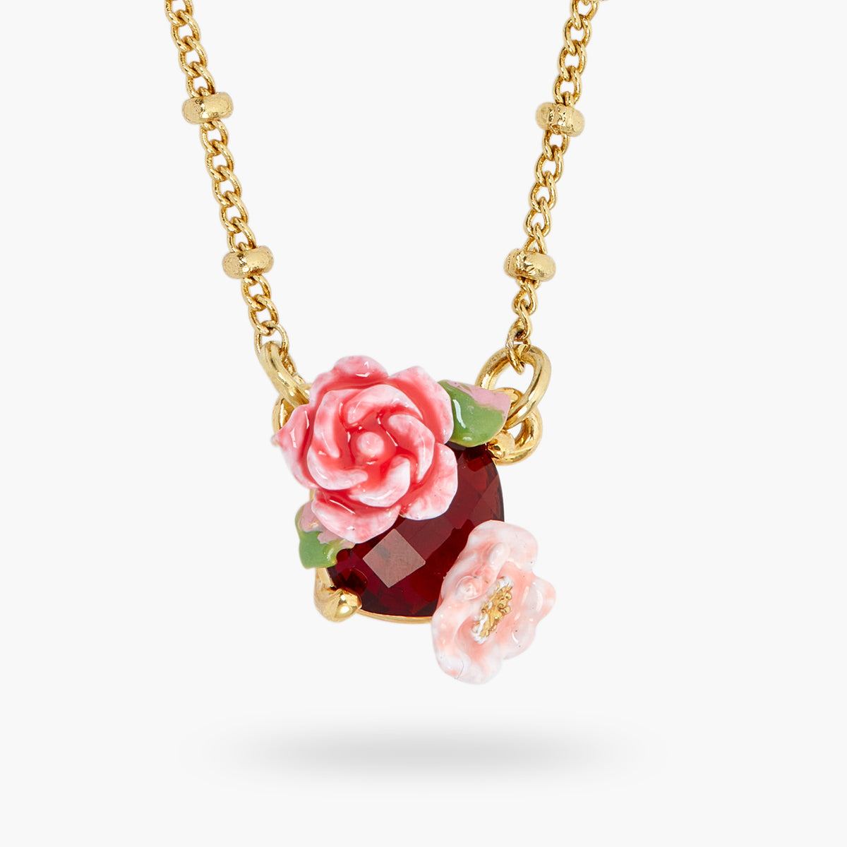 Wild Rose And Red Garnet Pendant Necklace | ASRF3021