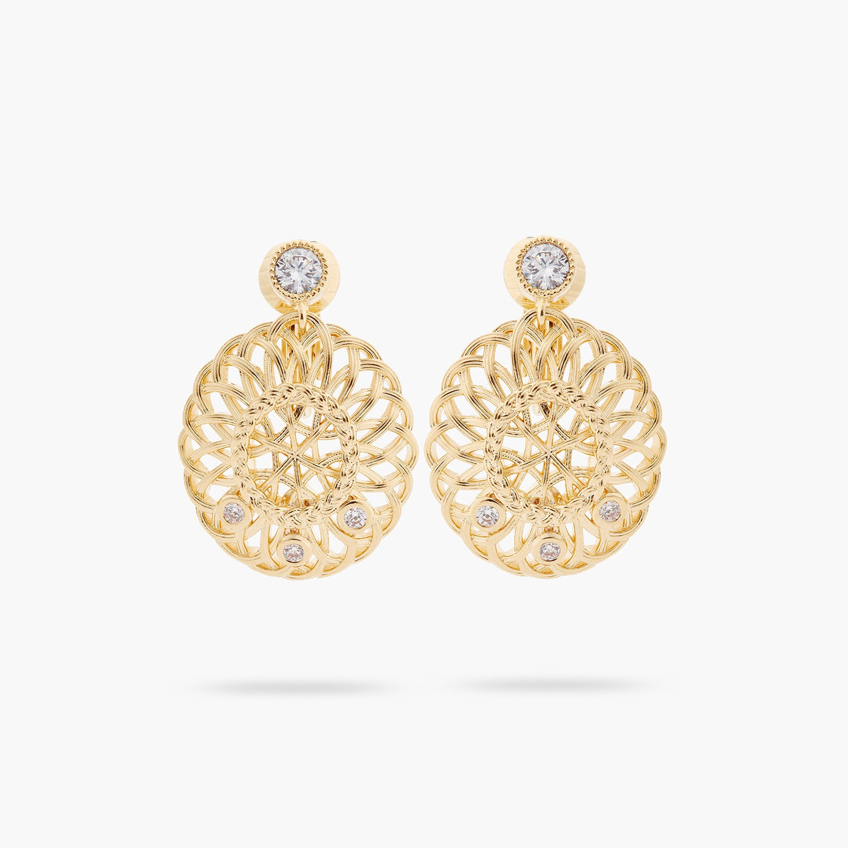 Oval Interwoven Wicker And Crystal Earrings | asva1041