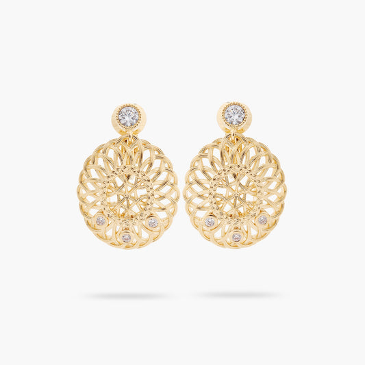Oval Interwoven Wicker And Crystal Earrings