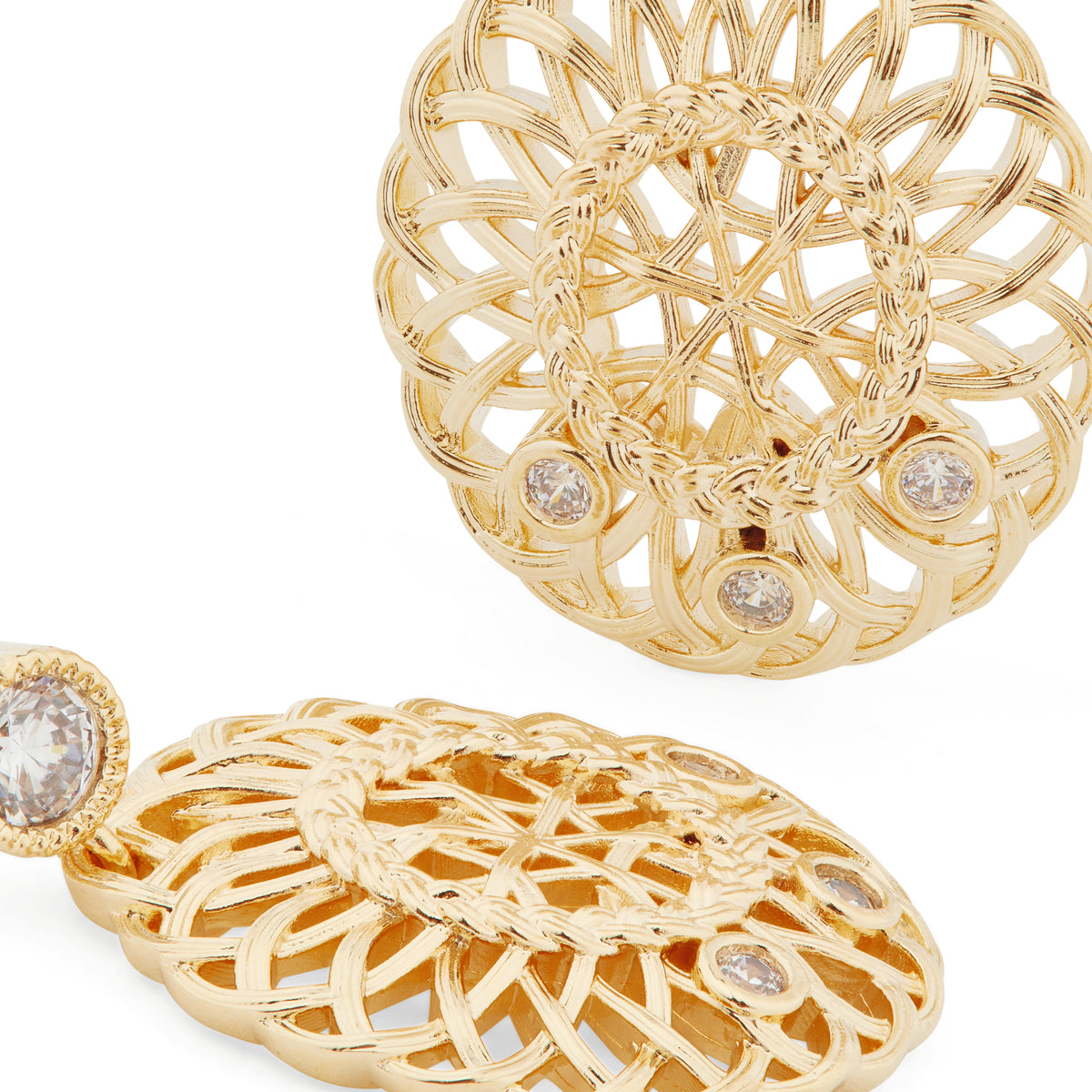Oval Interwoven Wicker And Crystal Earrings | asva1041