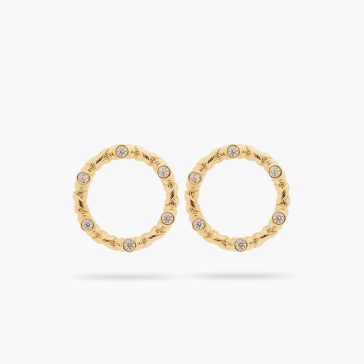 Woven basketry circle and crystal earrings | ASVA1051