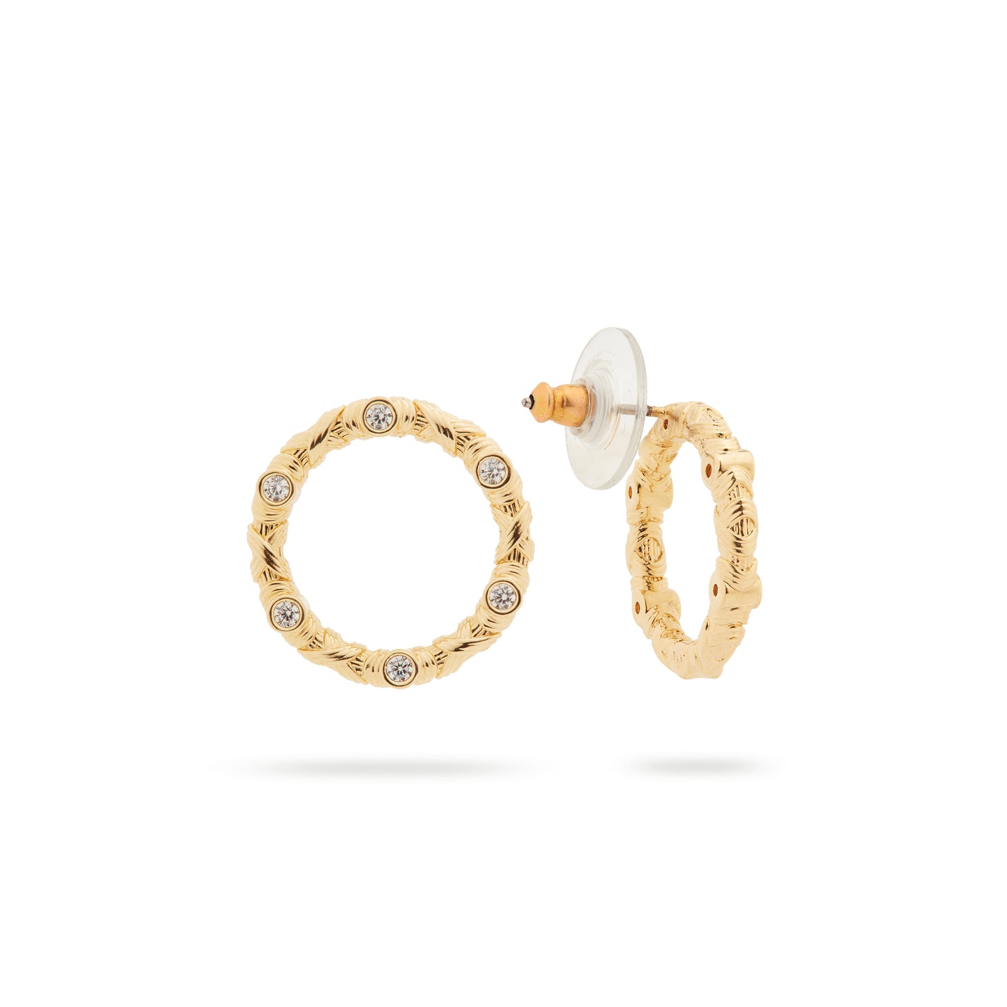 Woven basketry circle and crystal earrings | ASVA1051