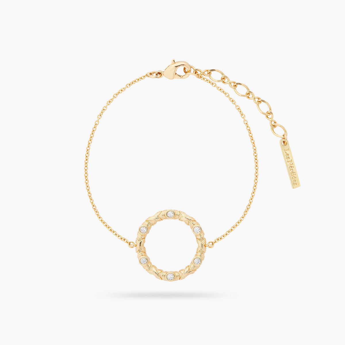 Woven Basketry Circle And Crystal Thin Bracelet | asva2021