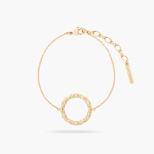 Woven Basketry Circle And Crystal Thin Bracelet | asva2021