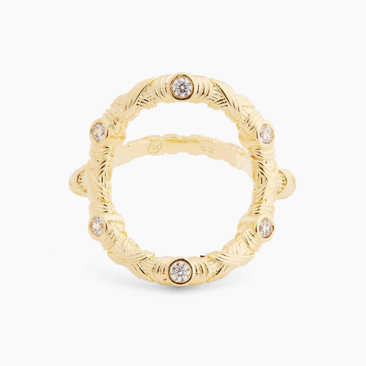 Woven Basketry Circle And Crystal Ring | asva6021