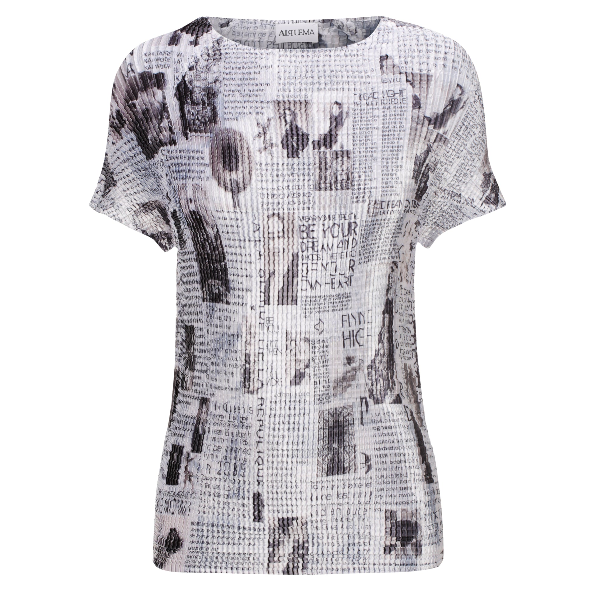 Siren Tee in Black and White Newspaper