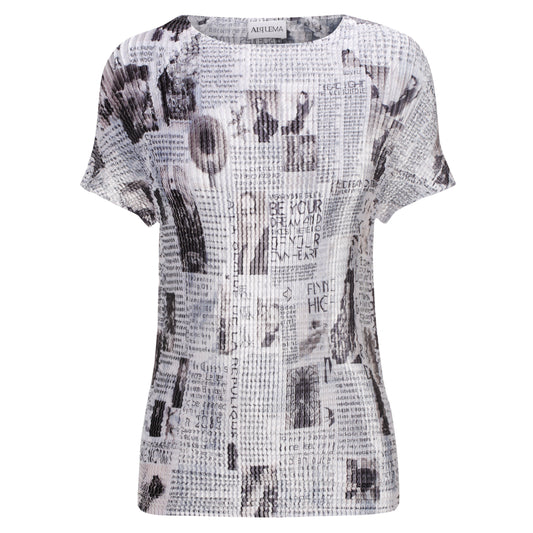 Siren Tee in Black and White Newspaper