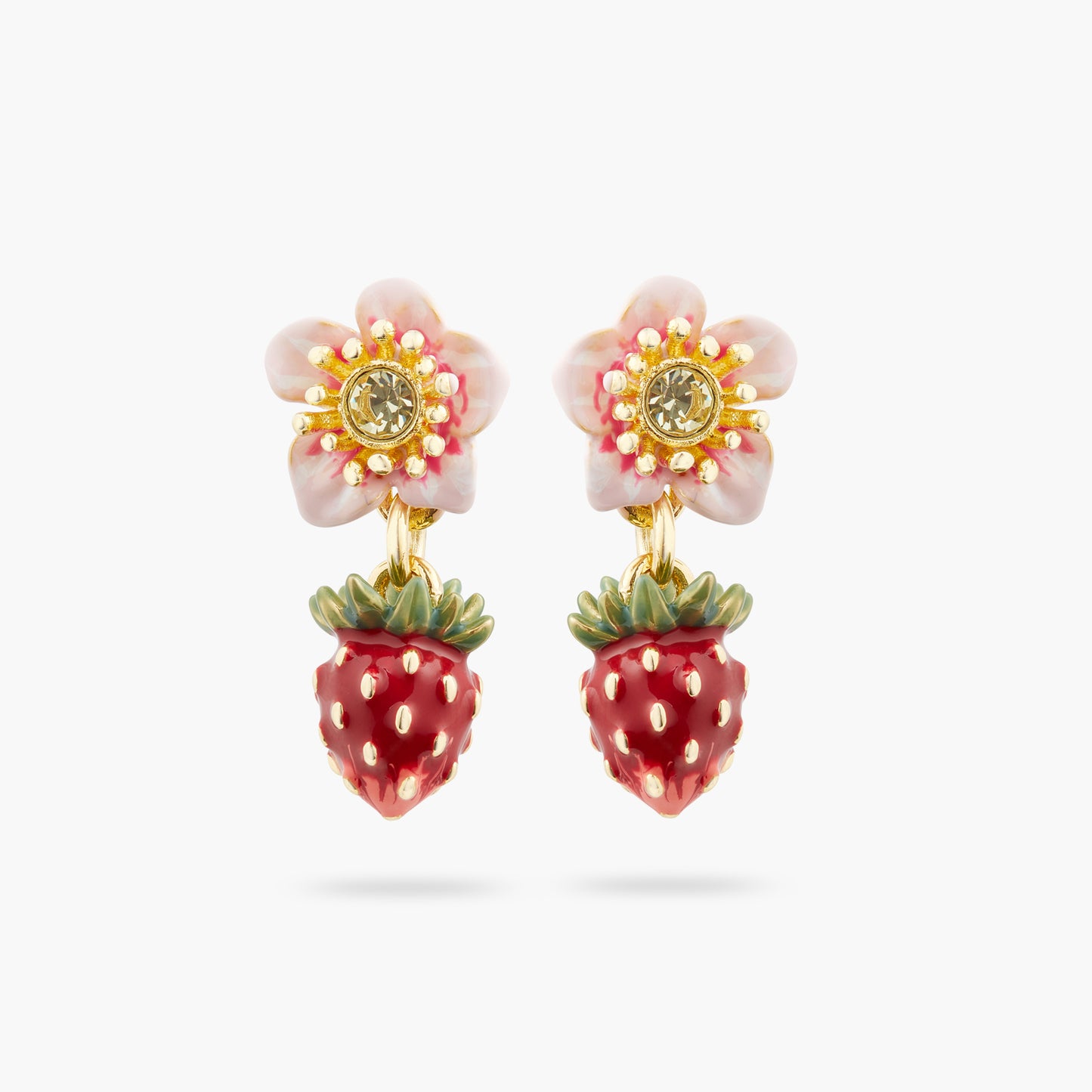 Wild Strawberry And Rose Earrings