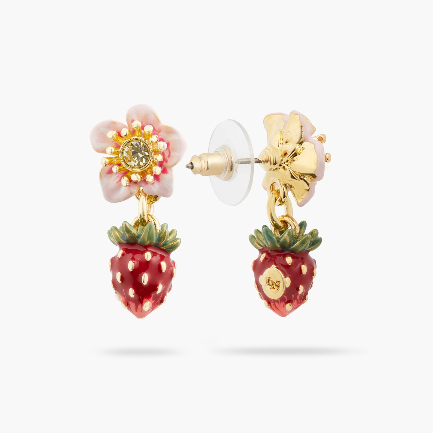 Wild Strawberry And Rose Earrings