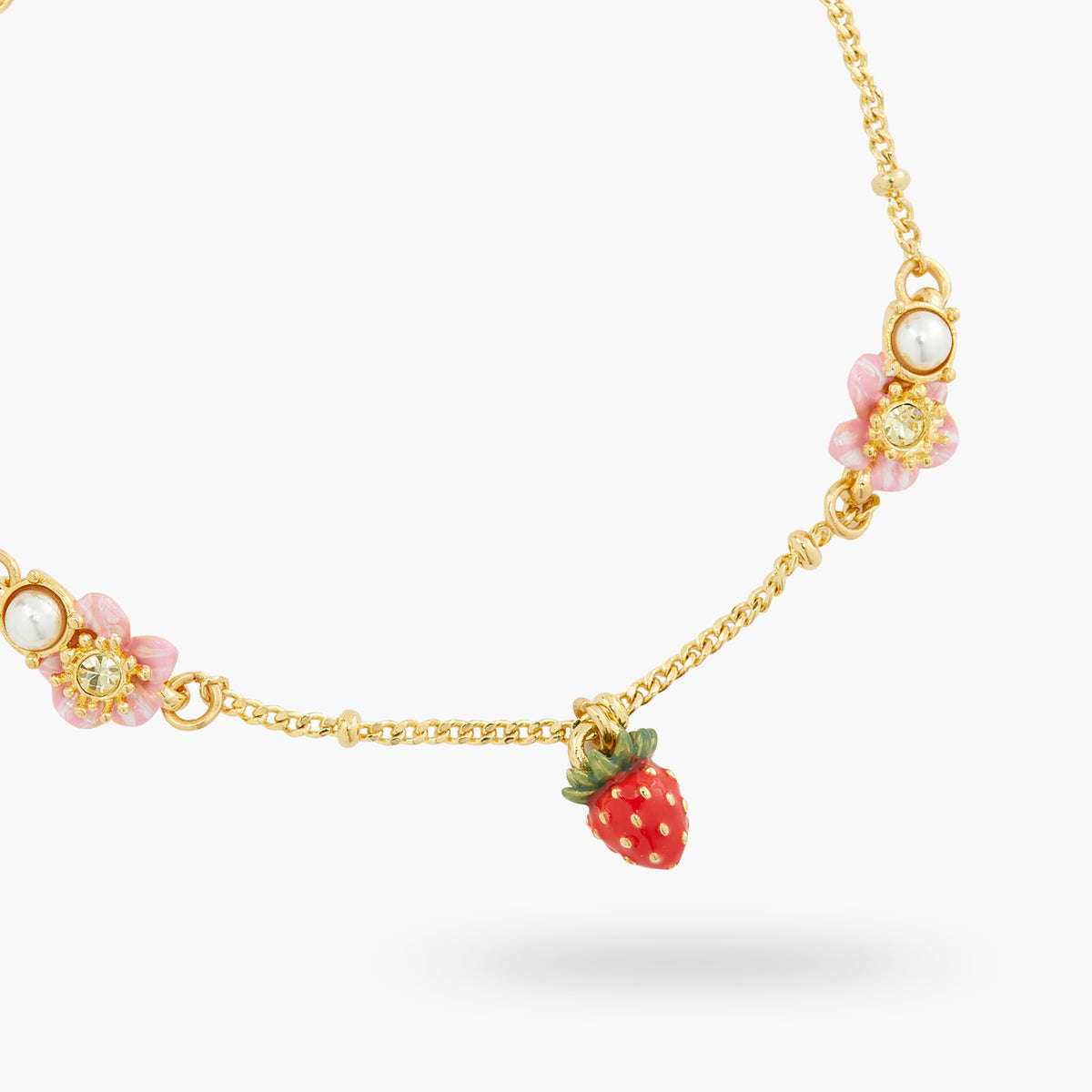 Wild Strawberry And Pink Flower Charm Bracelet | ATBG2021