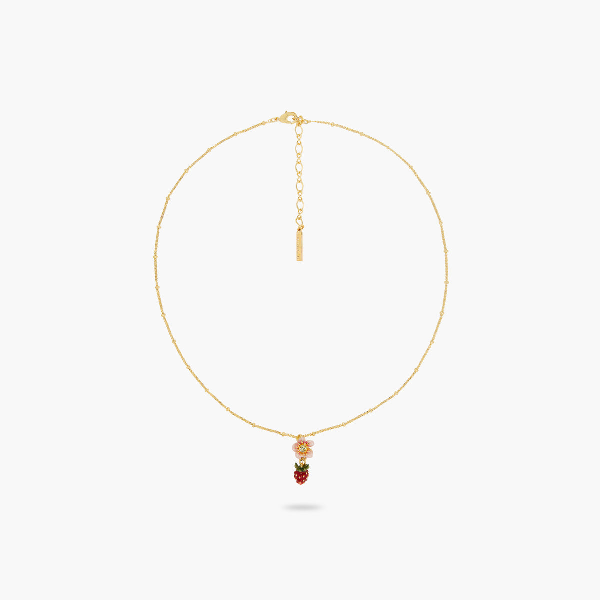 Wild Strawberry And Pink Flower Pendant Necklace | ATBG3031