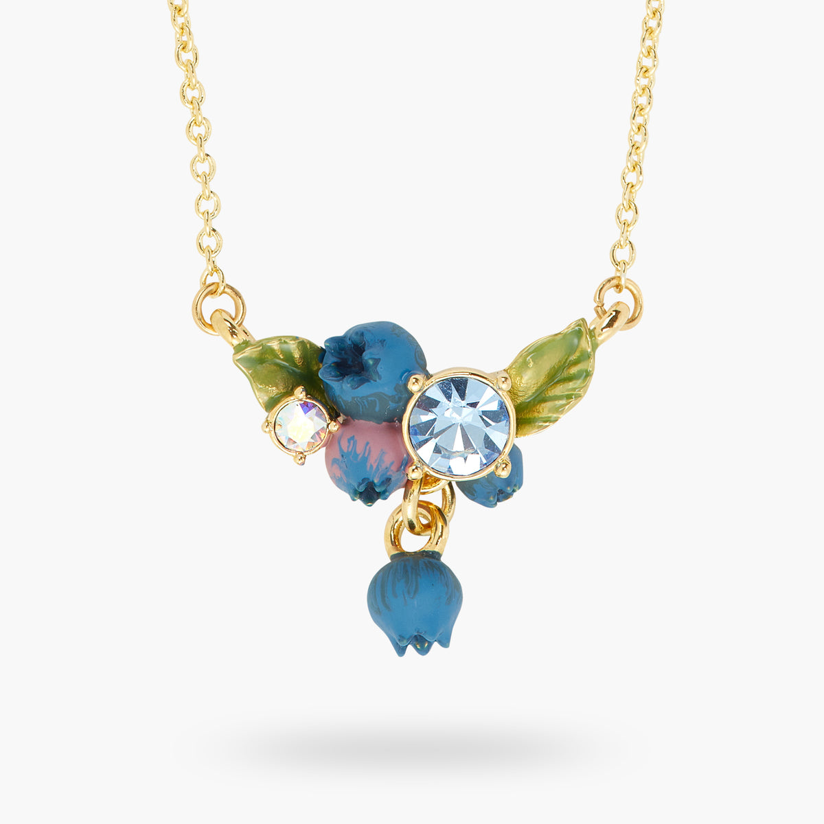 Blueberry And Round Cut Stone Statement Necklace | ATBG3051