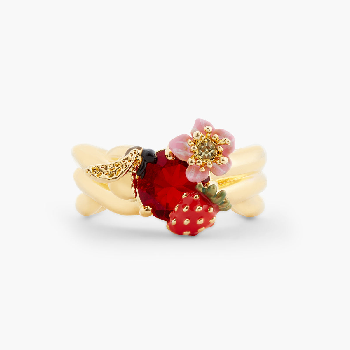 Wild Strawberry, Bumblebee And Round Stone Cocktail Ring | ATBG6011