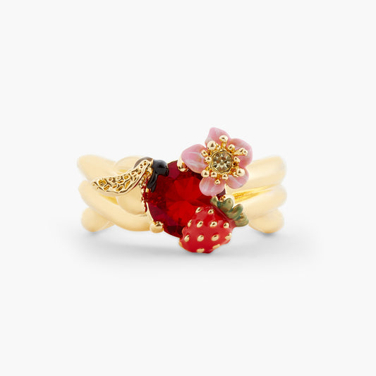 Wild Strawberry, Bumblebee And Round Stone Cocktail Ring | ATBG6011