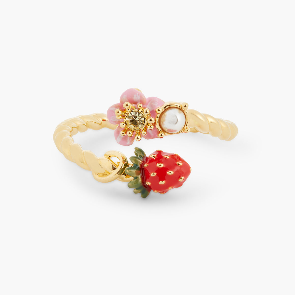 Wild Strawberry And Pink Flower Adjustable Ring | ATBG6021