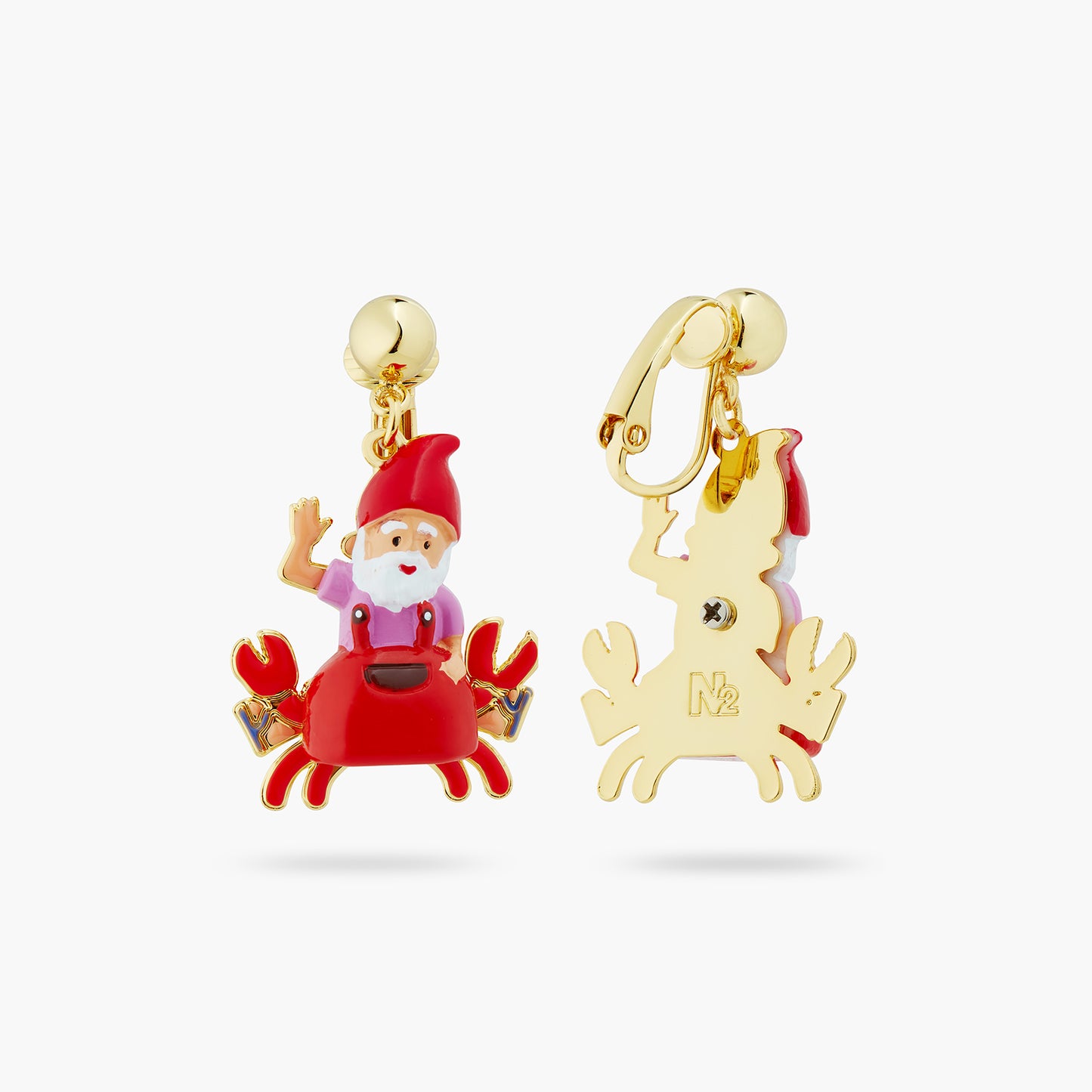 Garden Gnome And Red Crab Earrings | atcp1051