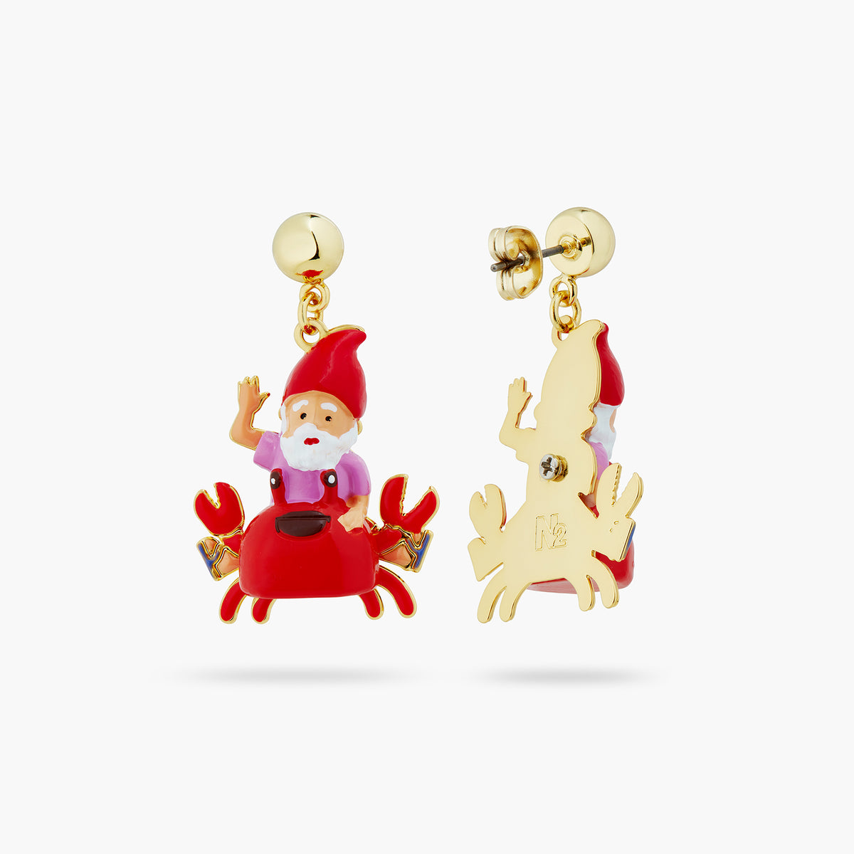 Garden Gnome And Red Crab Earrings | atcp1051
