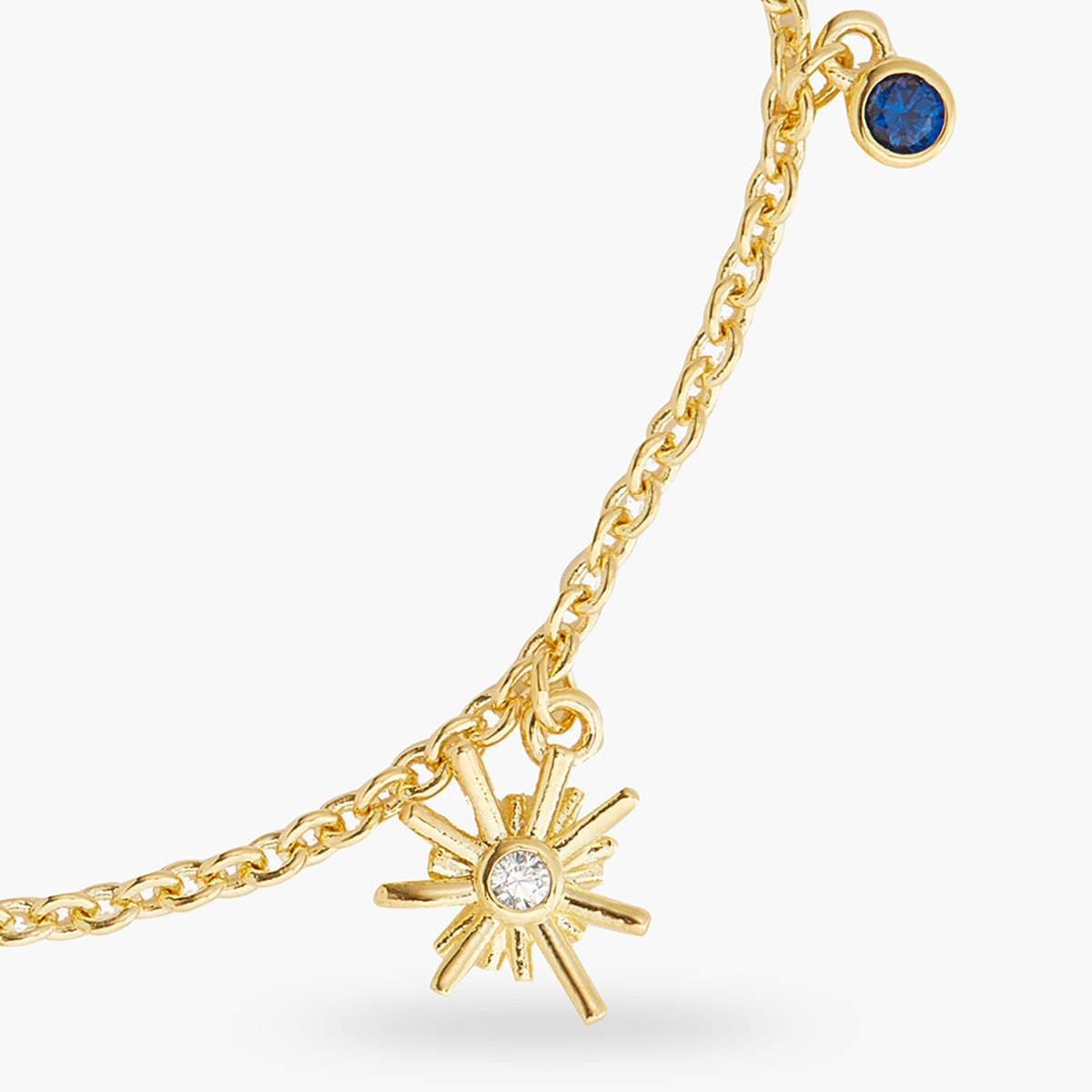 Gold Stars And Midnight Blue Stone Charm Bracelet | ATET2011