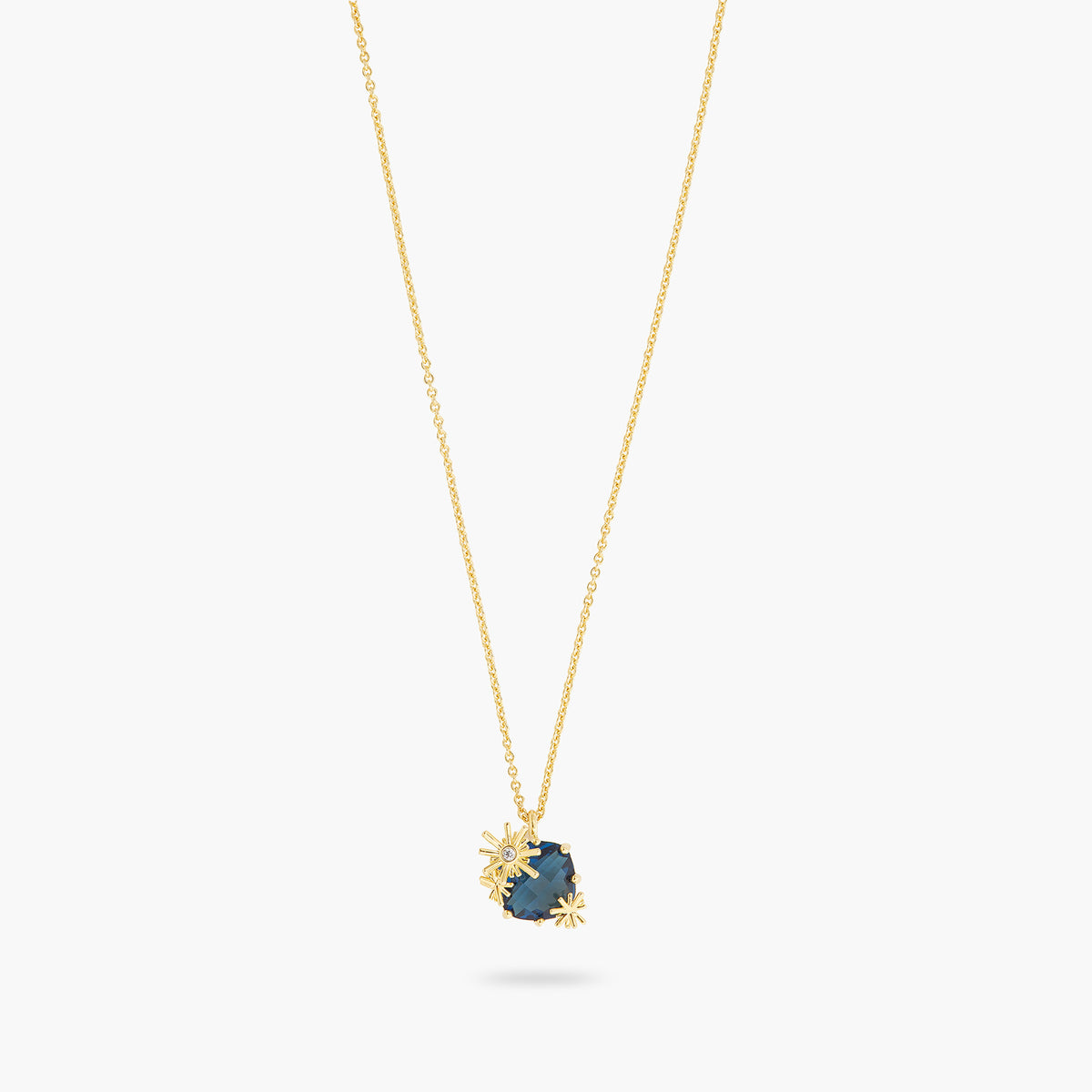 Gold Stars And Square Stone Pendant Necklace | ATET3021