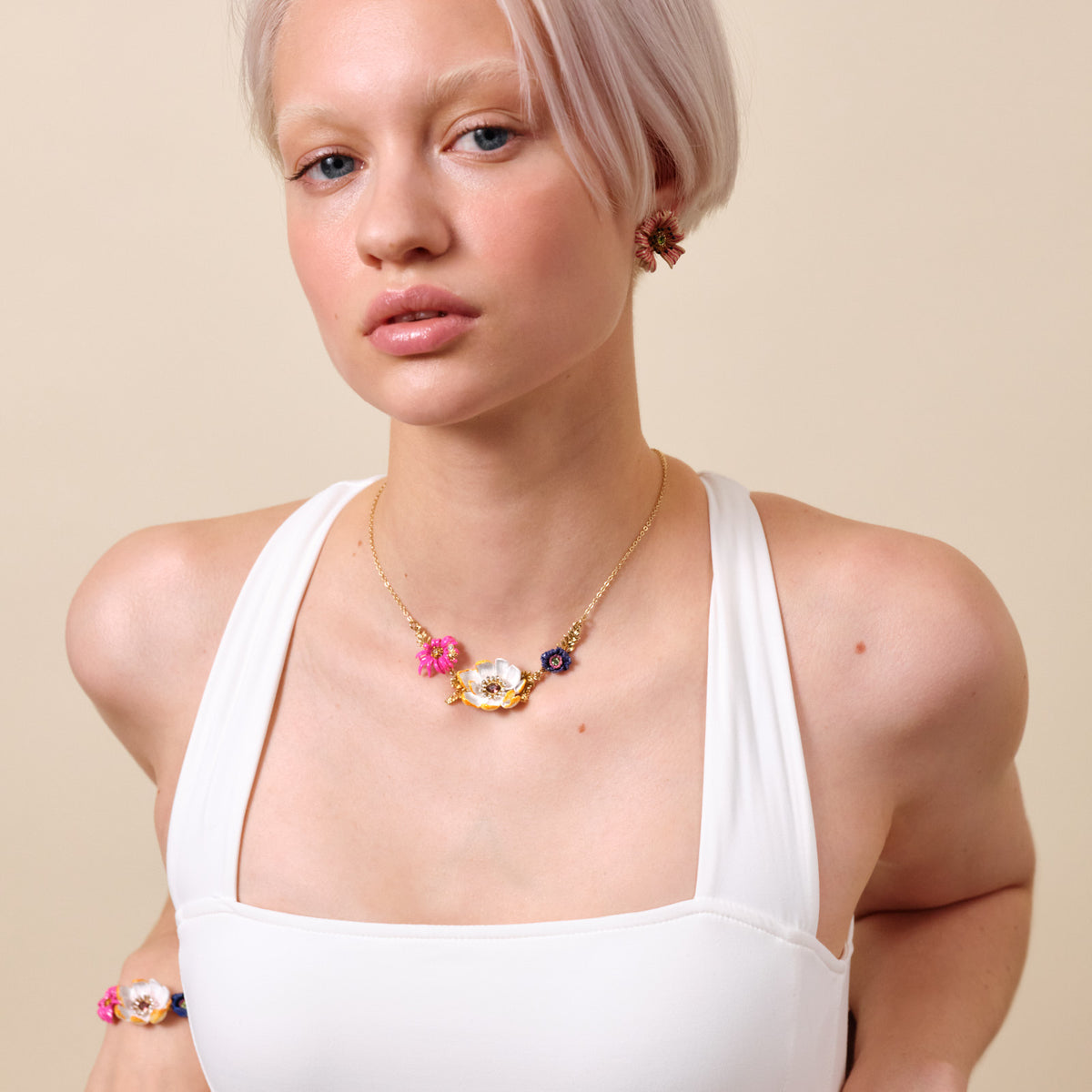 Flower Bouquet Statement Necklace | atfi3011