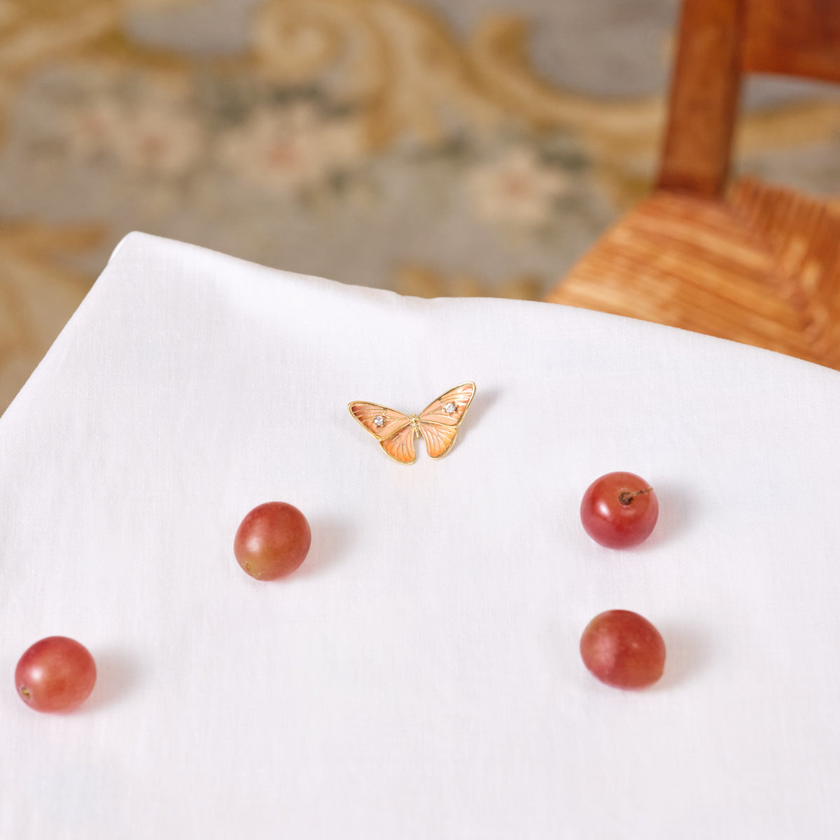 Enamelled Butterfly And Cut Crystal Stone Brooch | ATLA5011