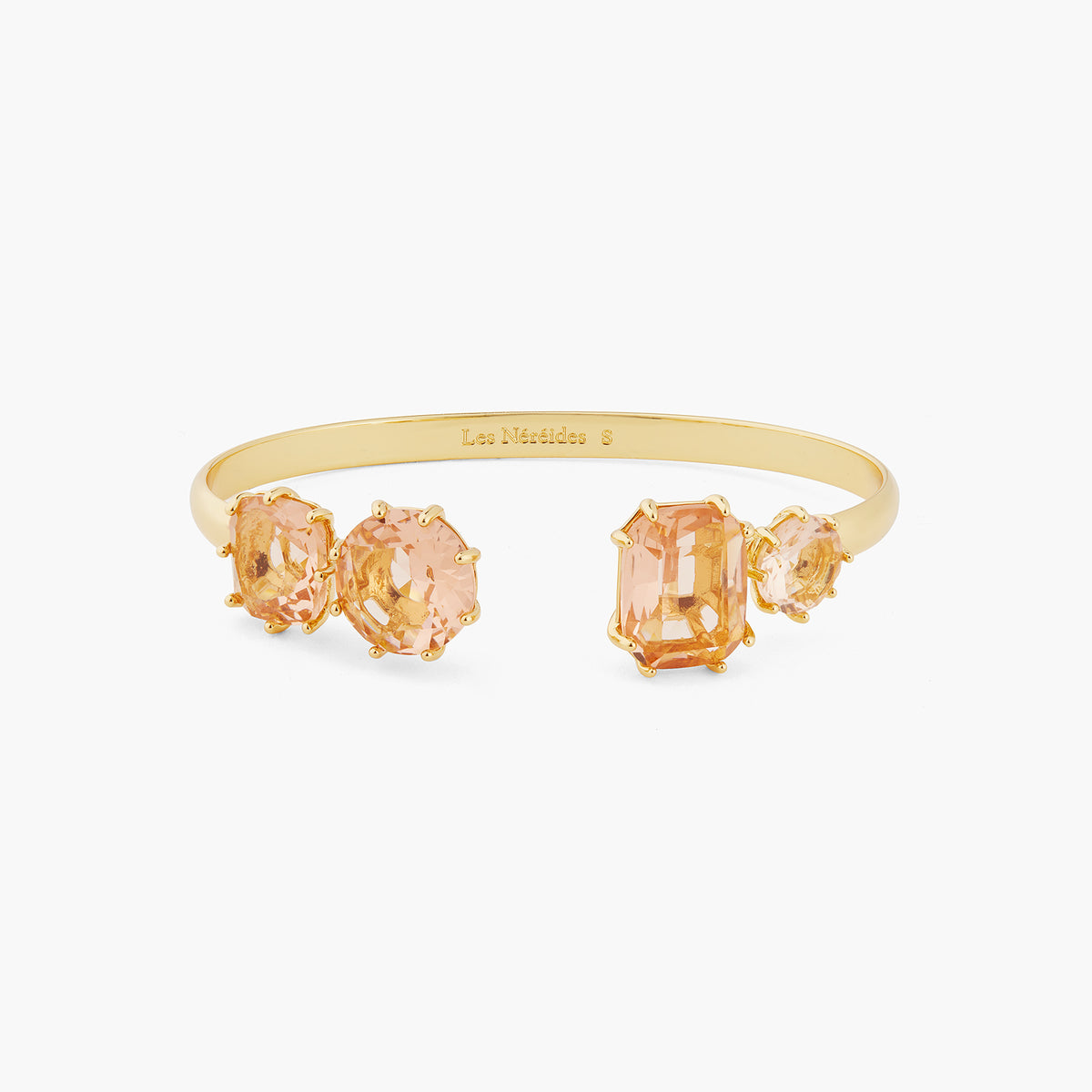 Apricot Pink Diamantine 4 Stone Bangle Bracelet | ATLD2541