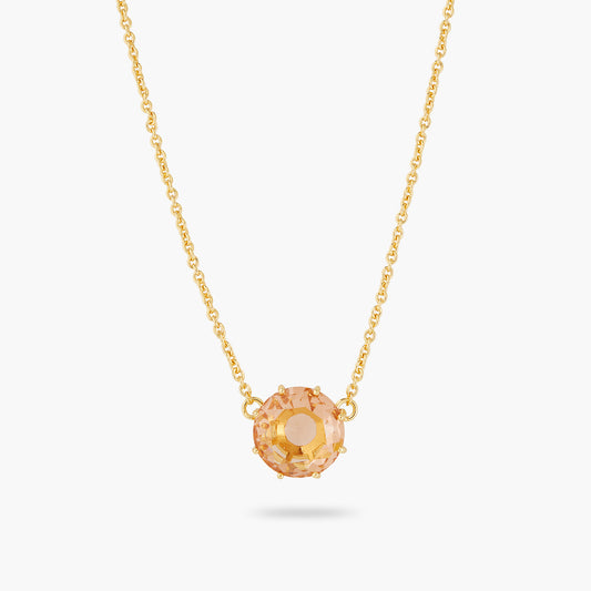 Apricot Pink Diamantine Round Stone Fine Necklace | atld3011