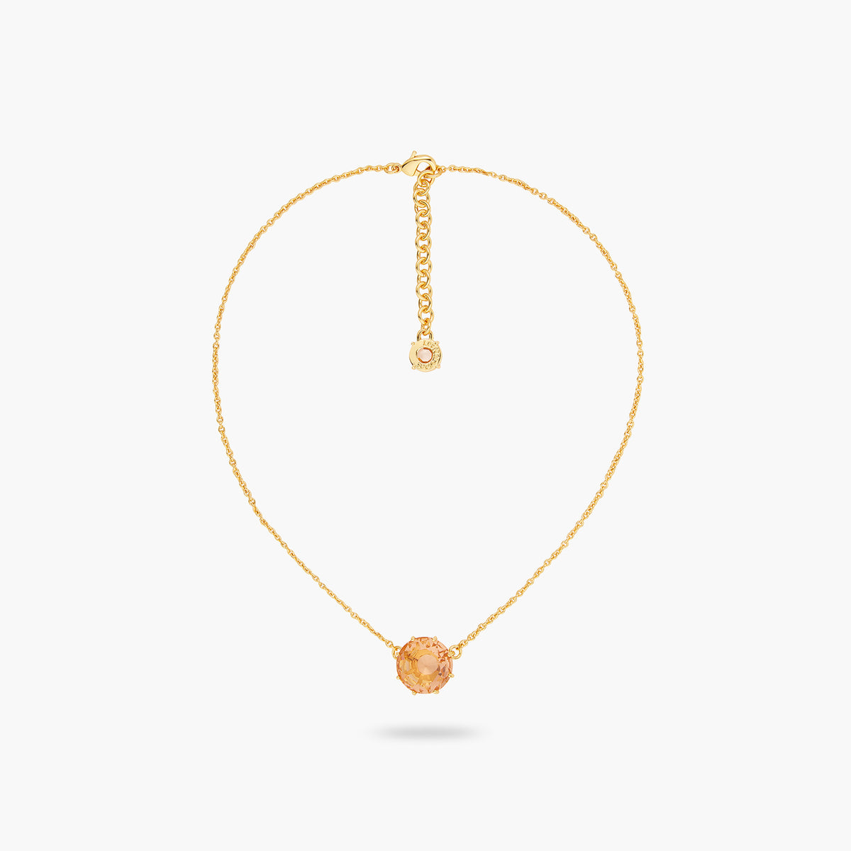 Apricot Pink Diamantine Flower And Round Stone Fine Necklace | ATLD3012