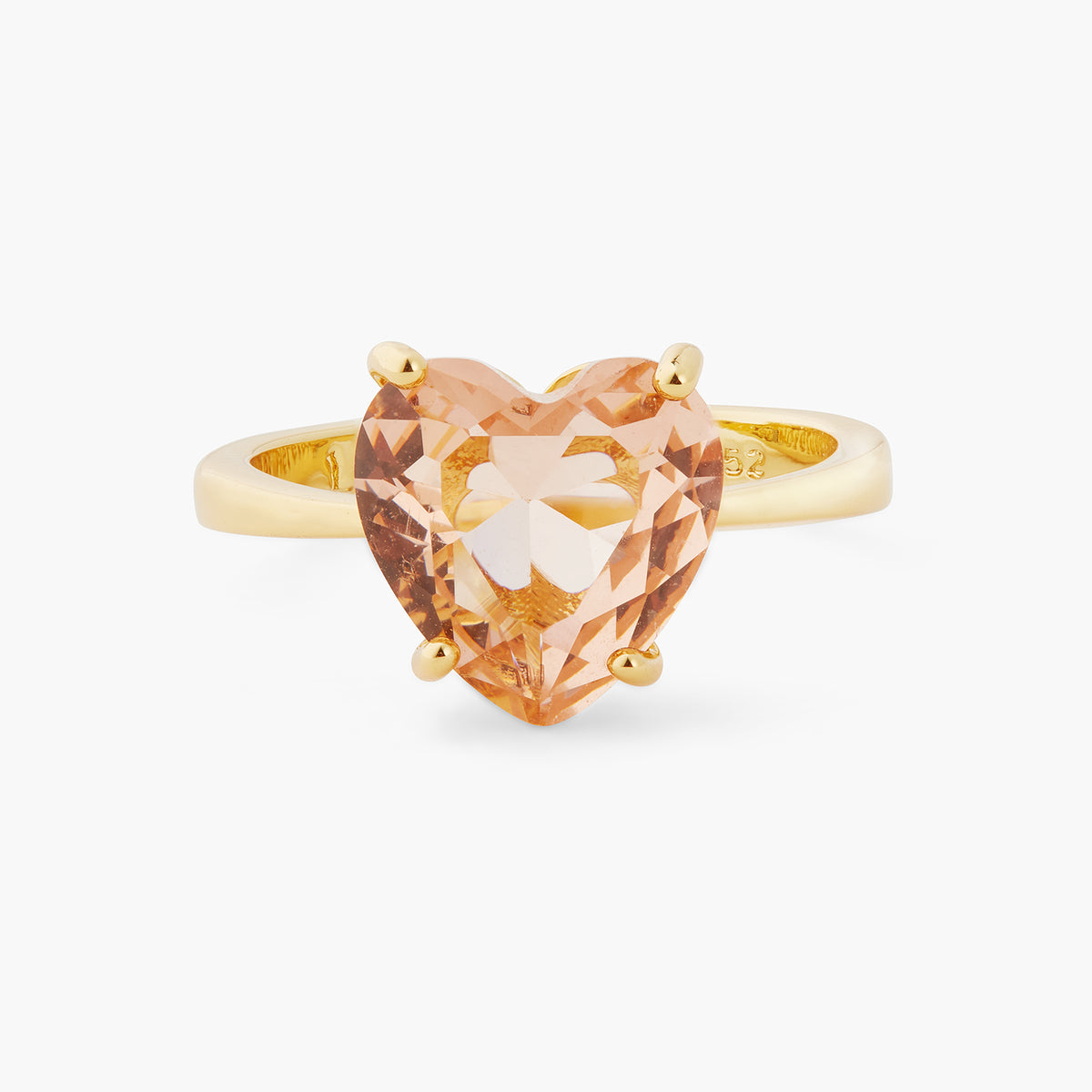 Apricot Pink Diamantine Heart Solitaire Ring | ATLD6171