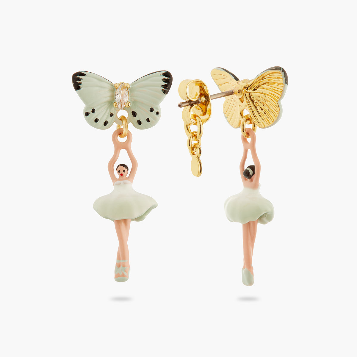 Mini Pas De Deux And Aqua Green Butterfly Earrings | ATMDD1011