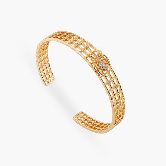 Openwork Enamel Spider And Crystal Bangle Bracelet | atnf2011