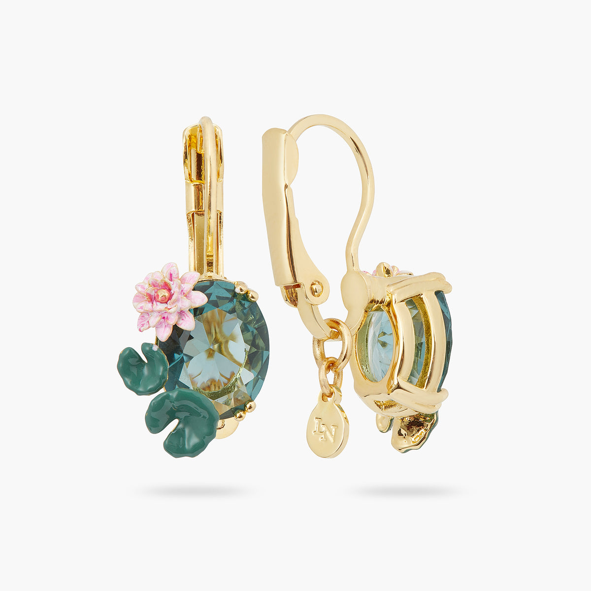 Lotus Flower And Blue Stone Earrings | ATNY1091
