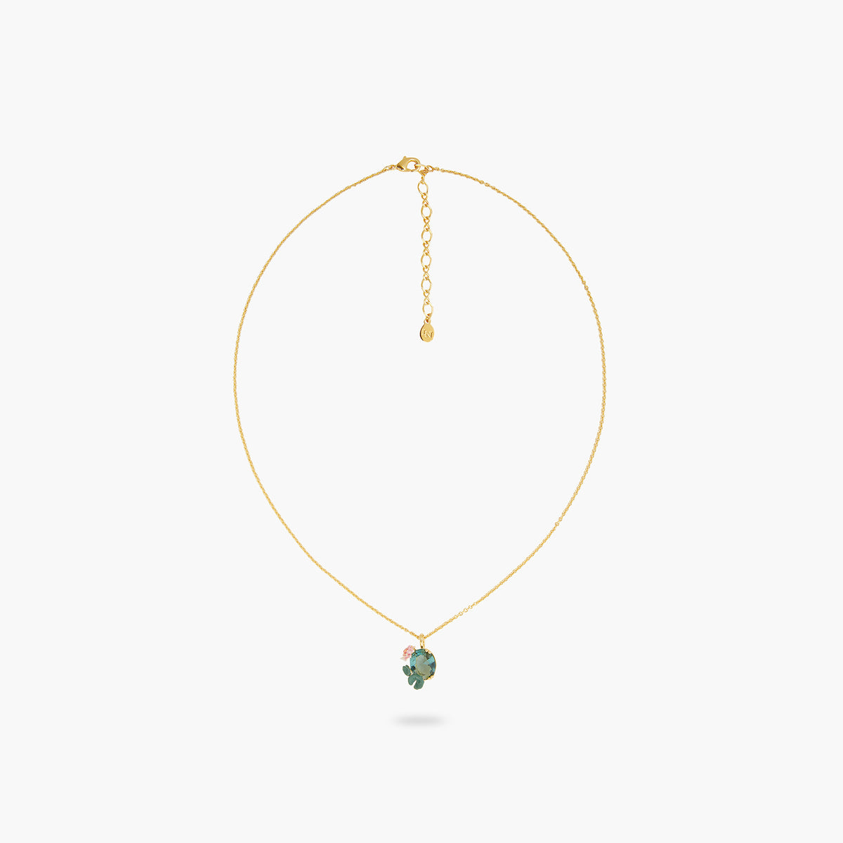Lotus Flower And Blue Stone Pendant Necklace | ATNY3061