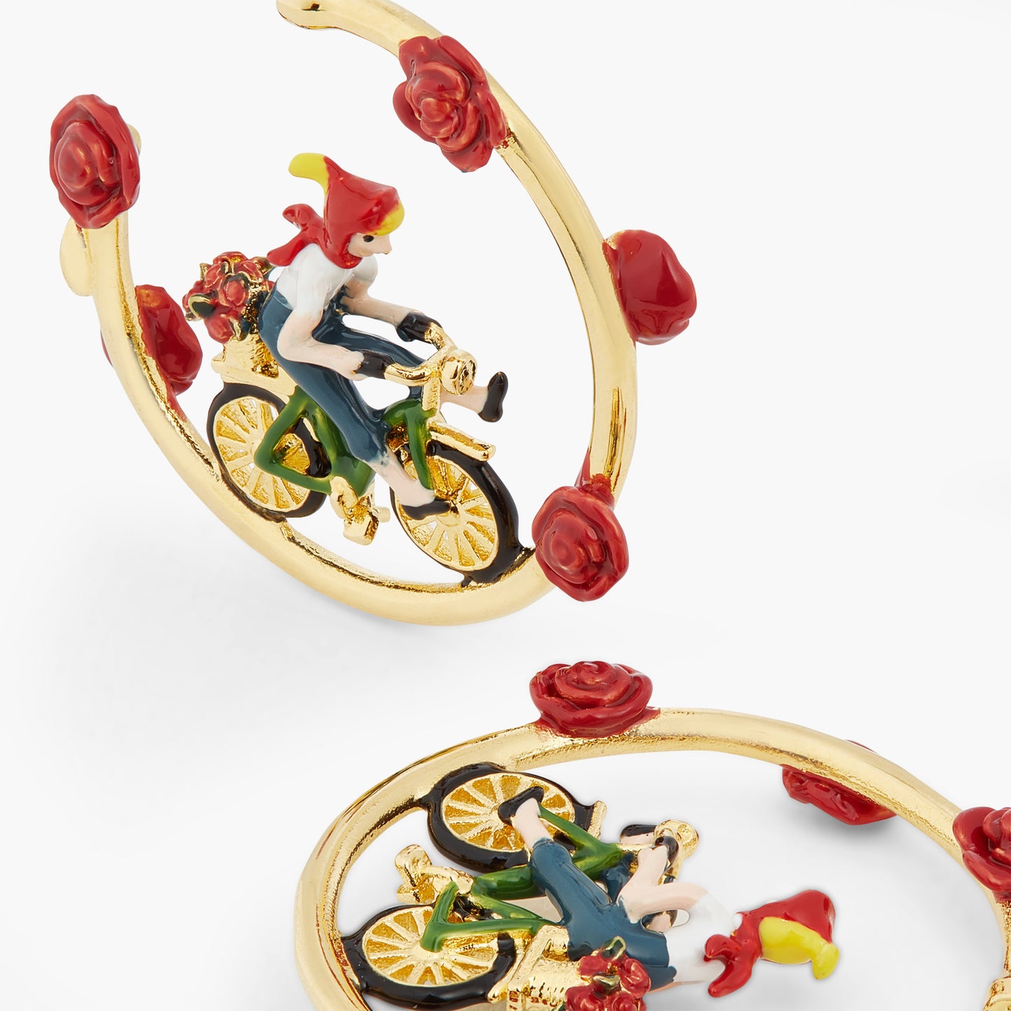 Roses And Woman On Bicycle Earrings