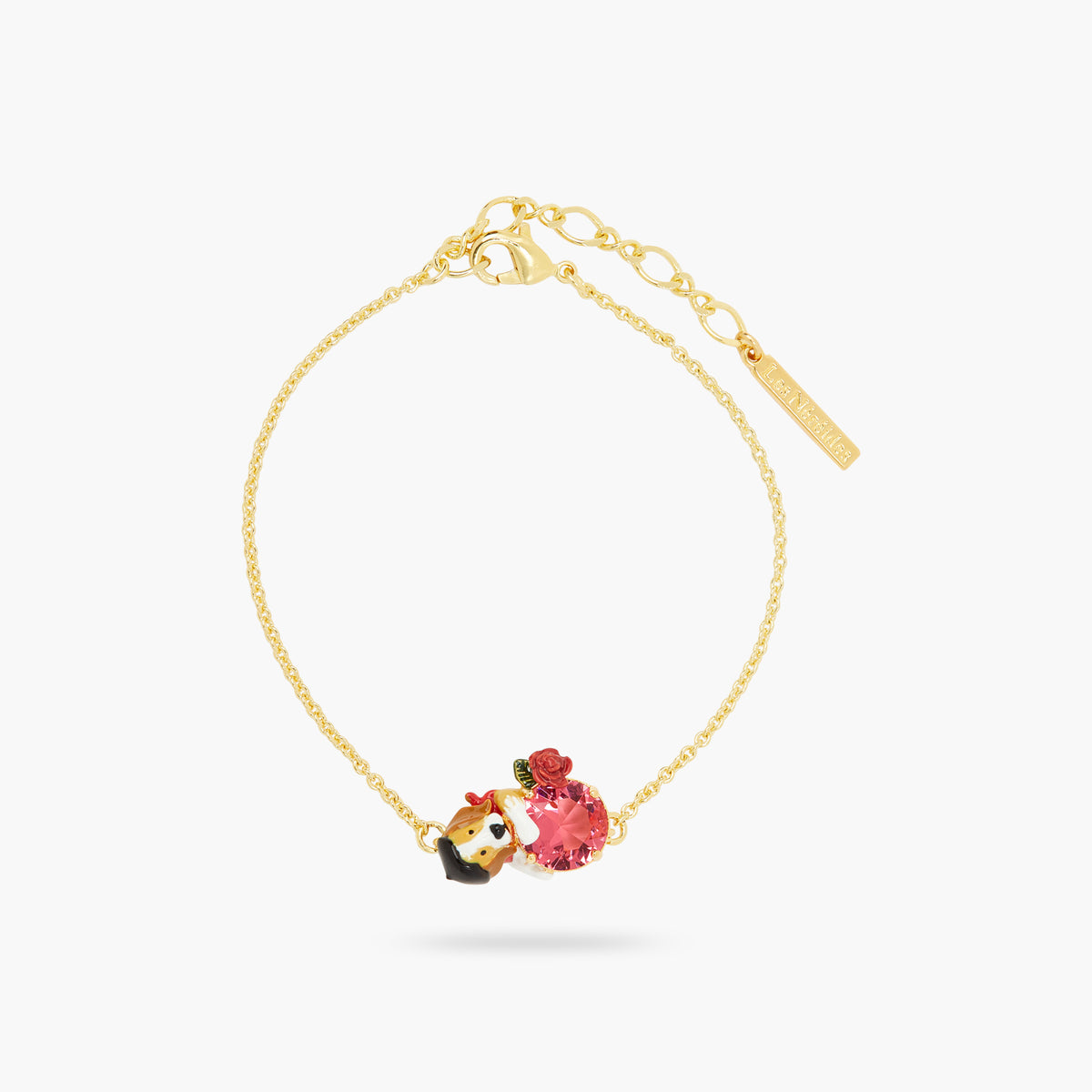 Beagle And Pink Cut Crystal Stone Fine Bracelet | atpa2031
