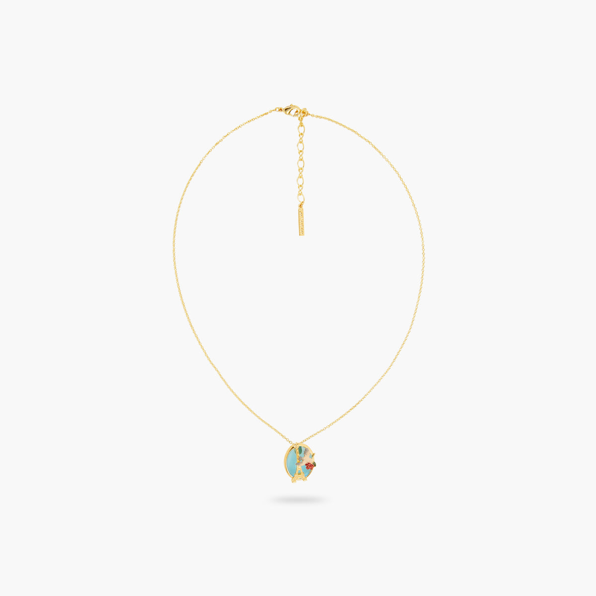 Eiffel Tower, Sparrow And Rose Pendant Necklace | atpa3021