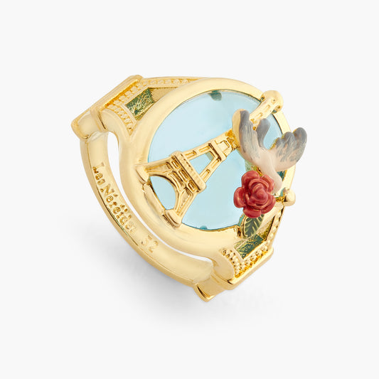 Eiffel Tower, Sparrow And Rose Cocktail Ring | atpa6011