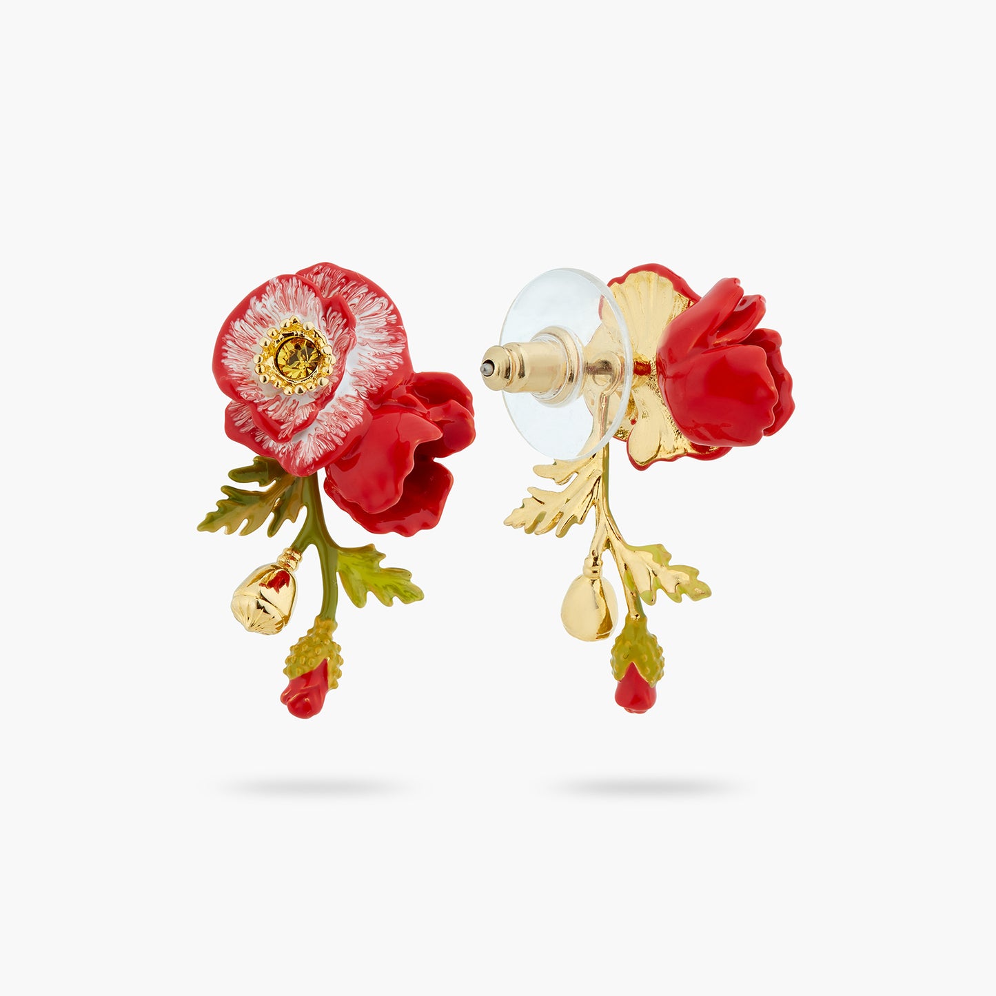 Poppy And Golden Bead Earrings | ATPO1061