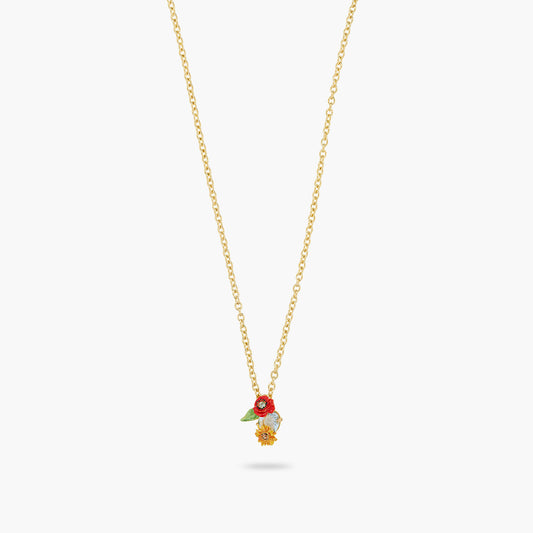 Wildflower And Round Stone Pendant Necklace | ATPO3031