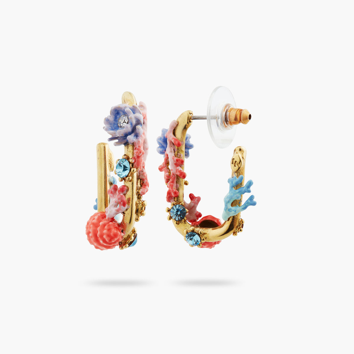 Seashell, Coral And Cut Crystal Stone Earrings | atpr1021
