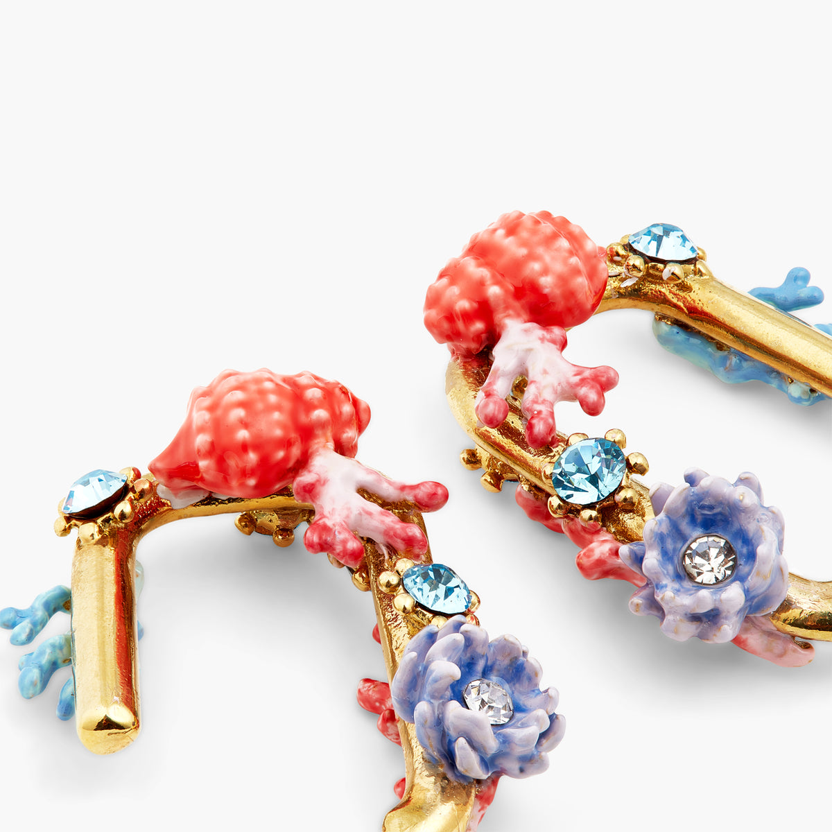 Seashell, Coral And Cut Crystal Stone Earrings | atpr1021
