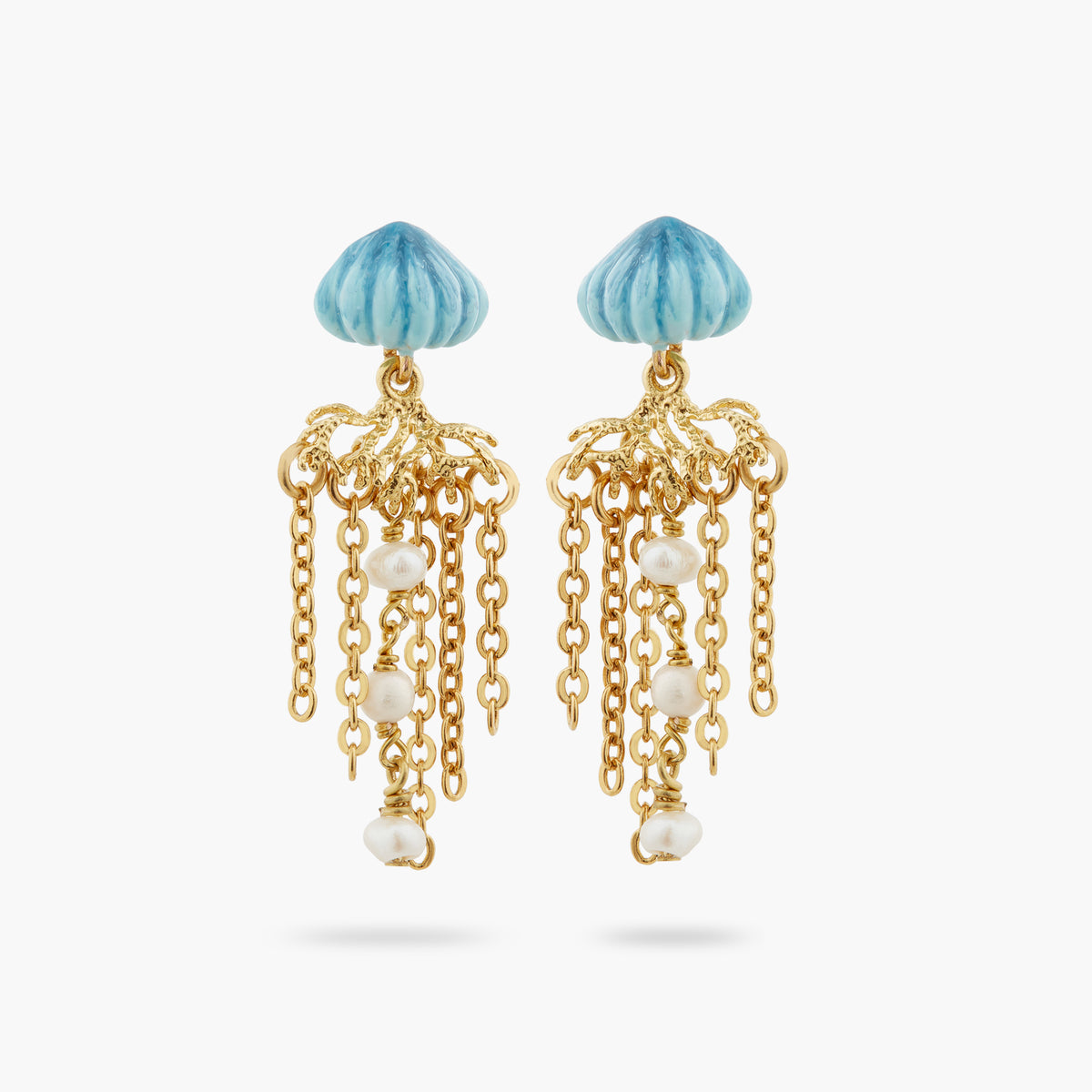 Blue And Golden Jellyfish Dangling Earrings | atpr1031