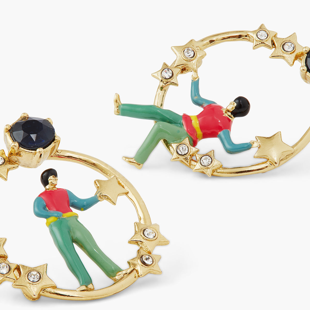 Golden Star And Character Asymmetrical Earrings | atve1061