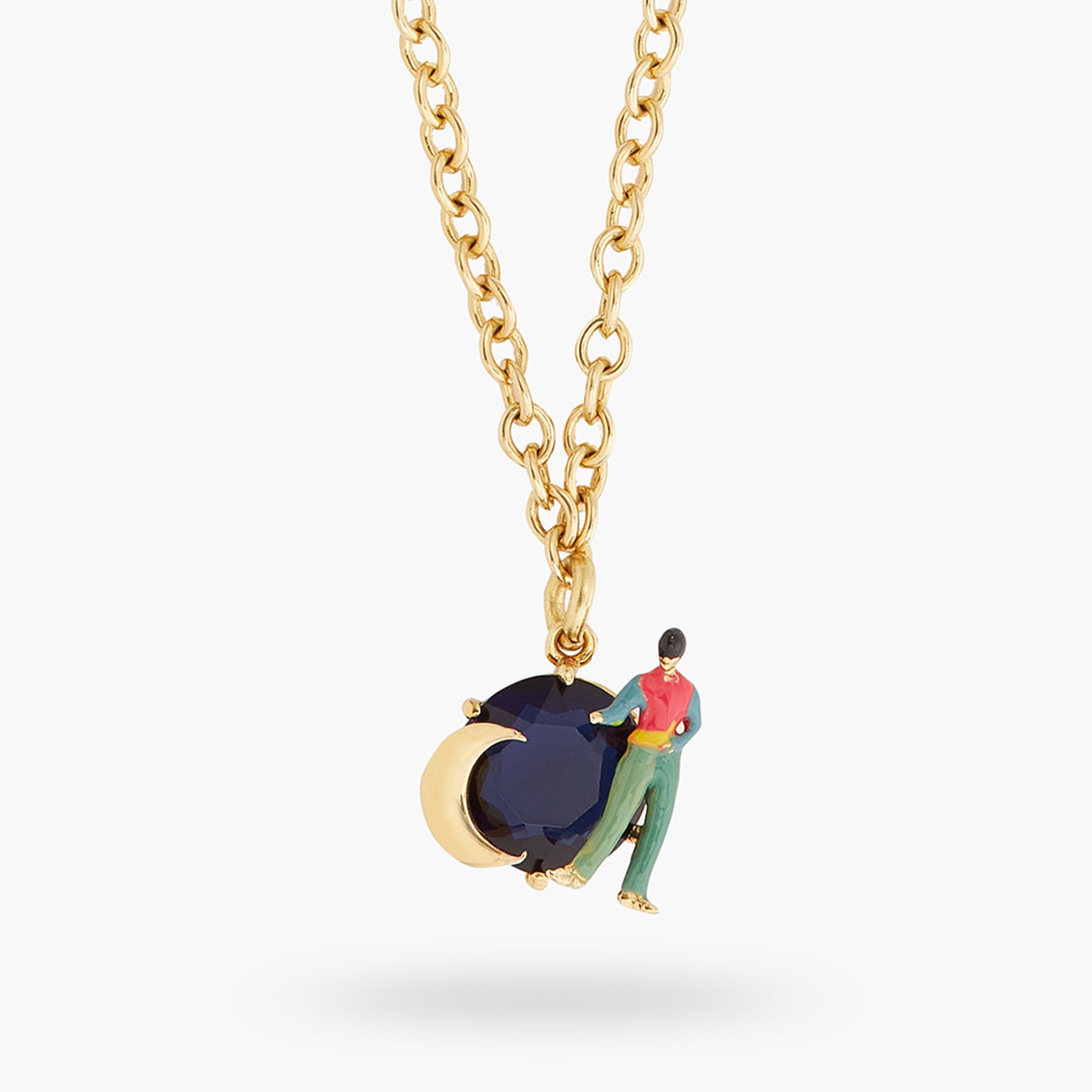 Cut Glass Stone, Moon And Character Pendant Necklace | ATVE3041