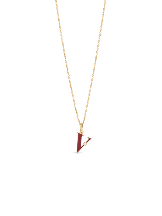 Letter V Pendant Necklace | auab3221