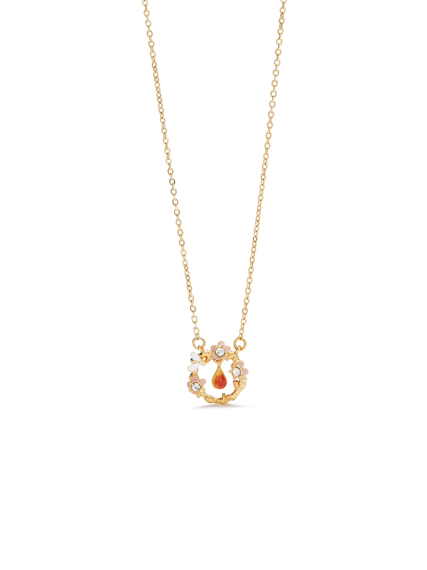 Apple Blossom, Pear And Bee Pendant Necklace | audc3031