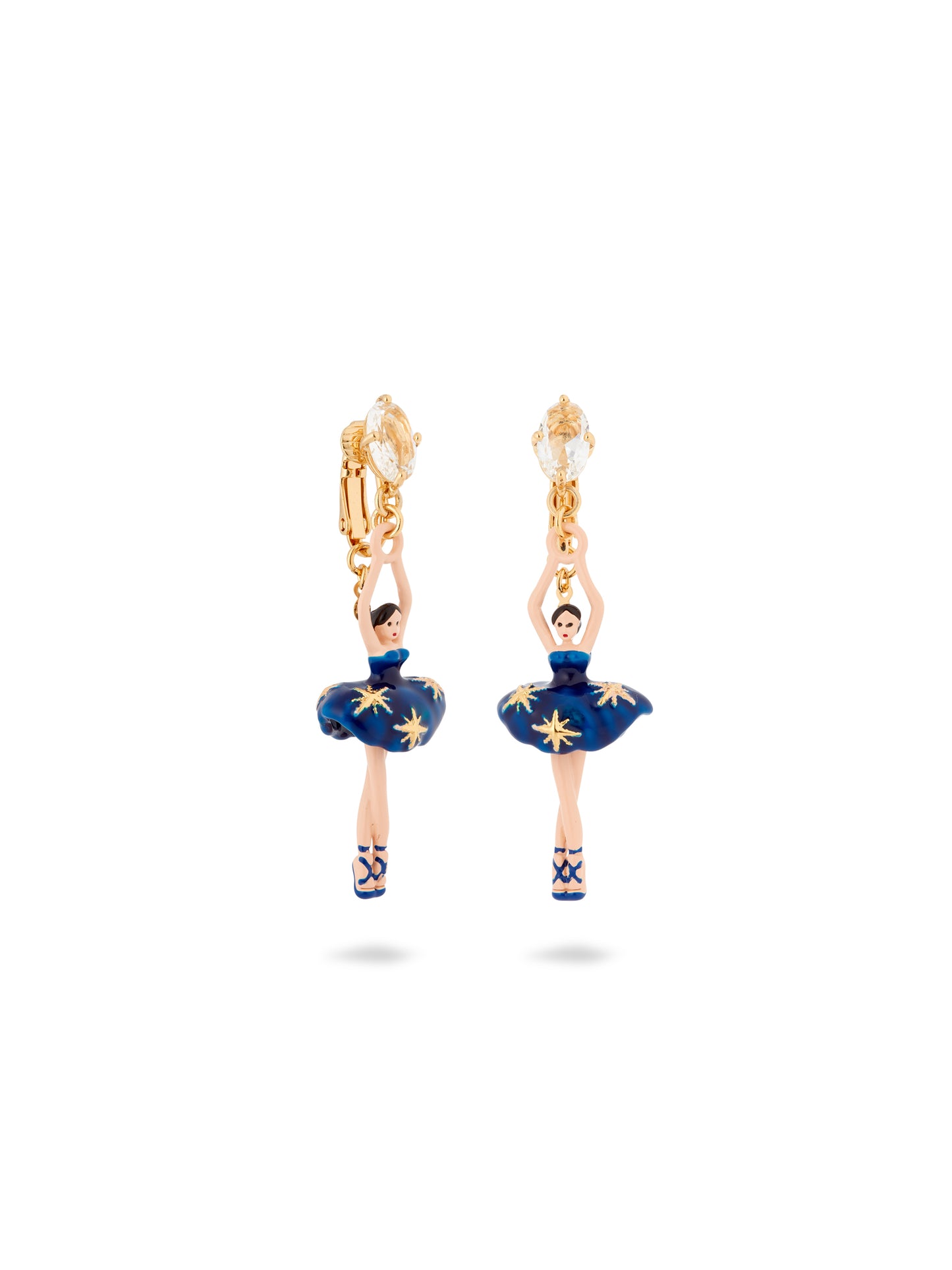Midnight Blue Ballerina Tutu And Gold Stars Earrings | audd1151