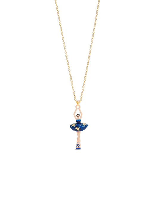 Midnight Blue Tutu Ballerina Necklace And Gold Stars | audd3591