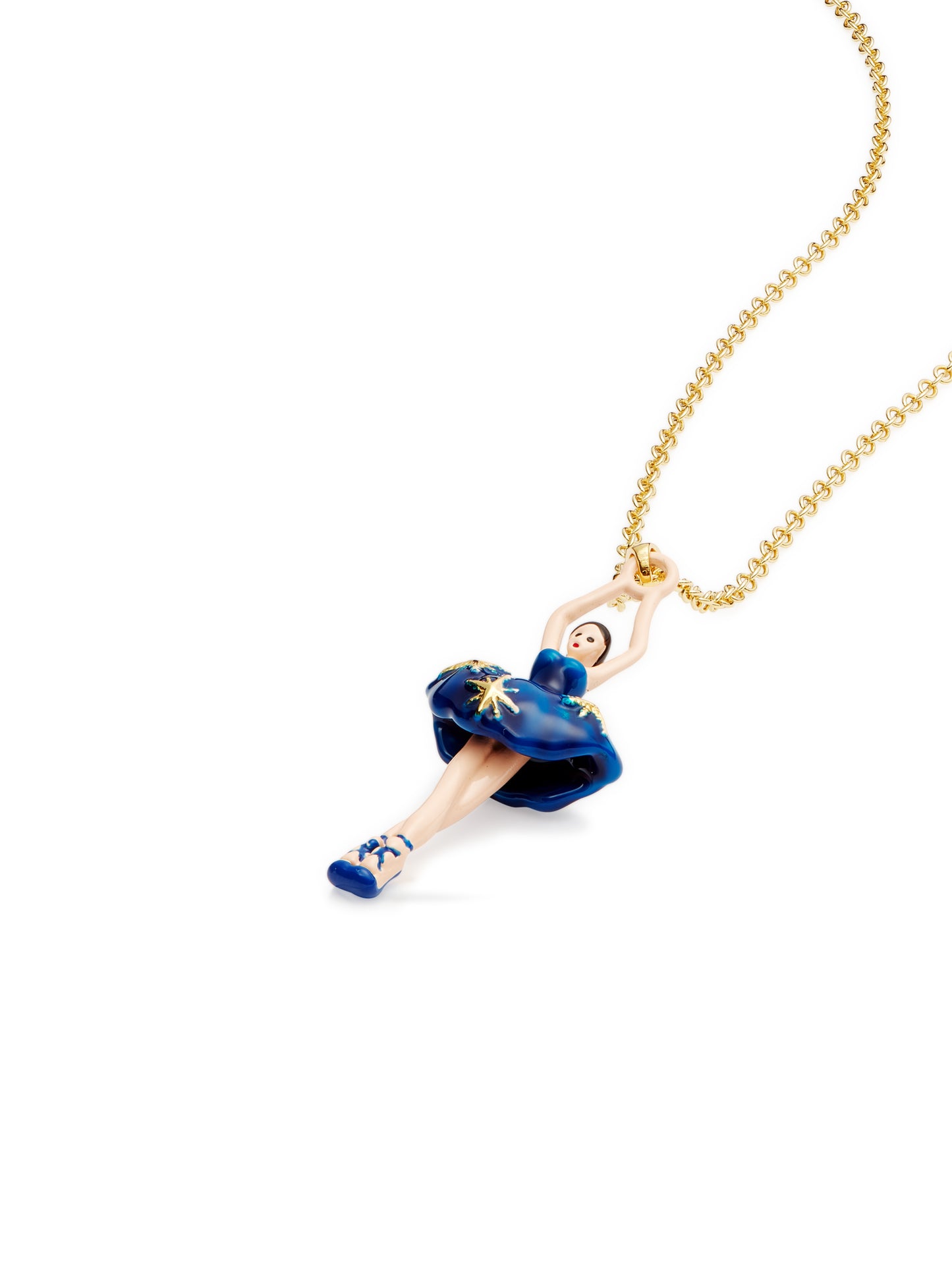 Midnight Blue Tutu Ballerina Necklace And Gold Stars | audd3591