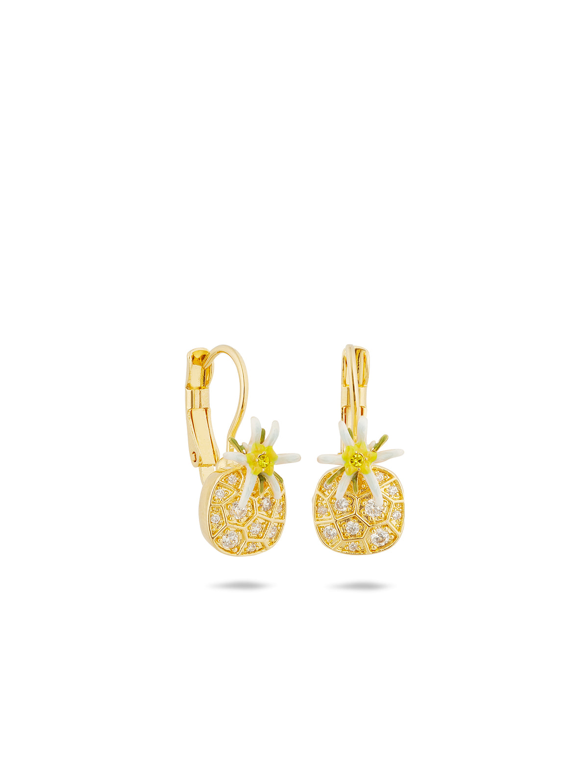 Edelweiss Flower And Cubic Zirconia Sleeper Earrings | aula1021